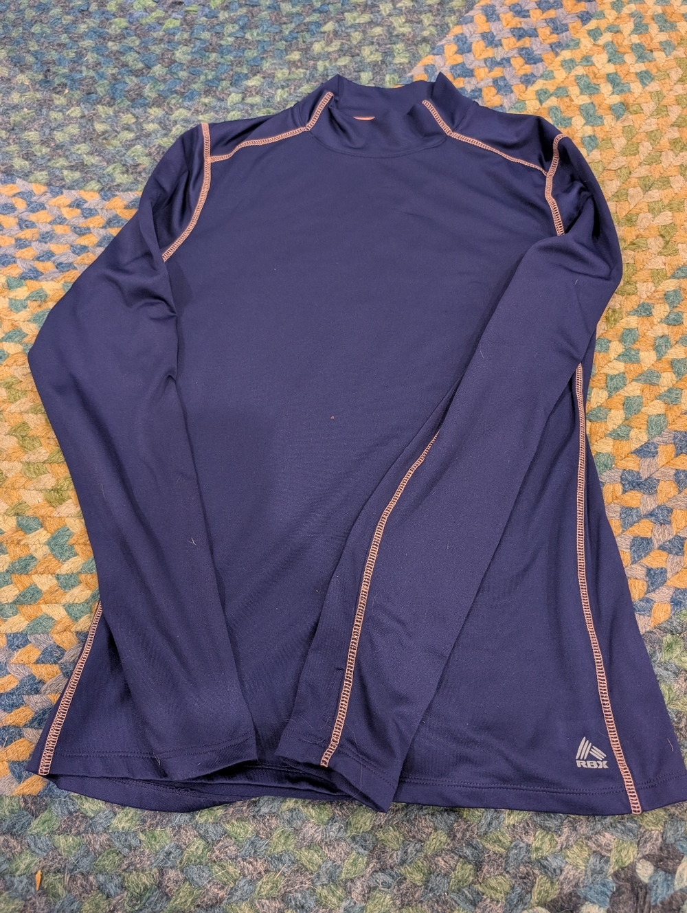 RBX Navy Long Sleeve Performance Shirt with Pink Stitching